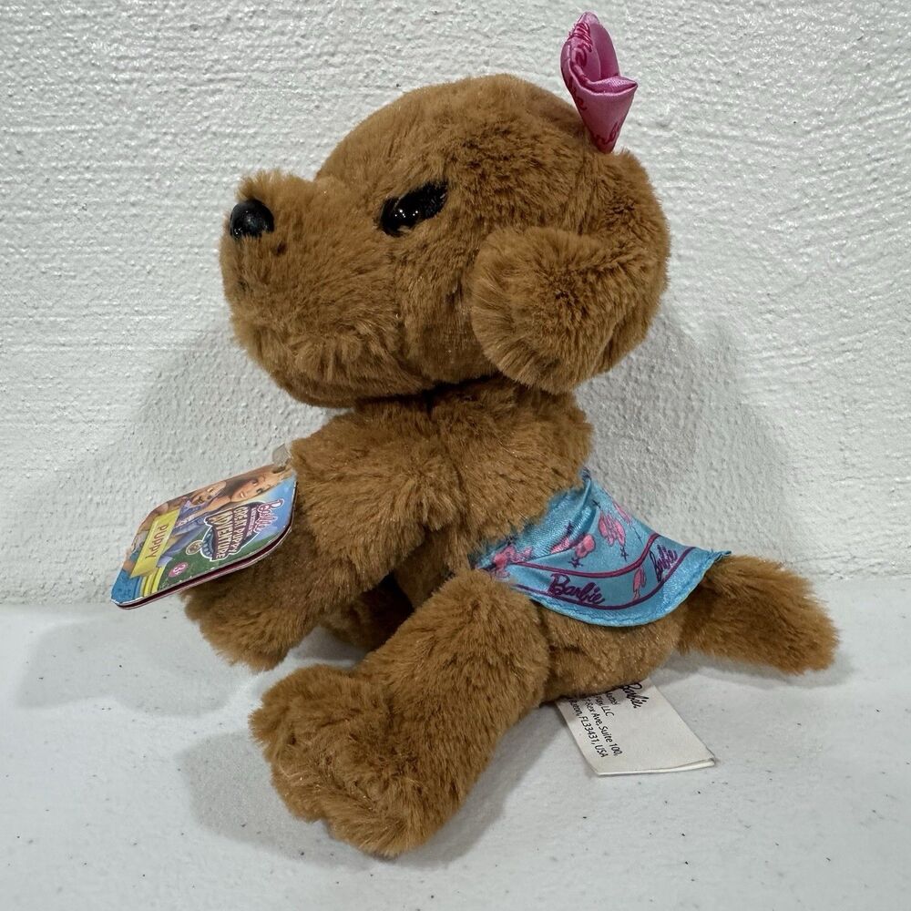 Barbie Great Puppy Adventure Brown Plush Dog Stuffed Animal Toy w/Tag